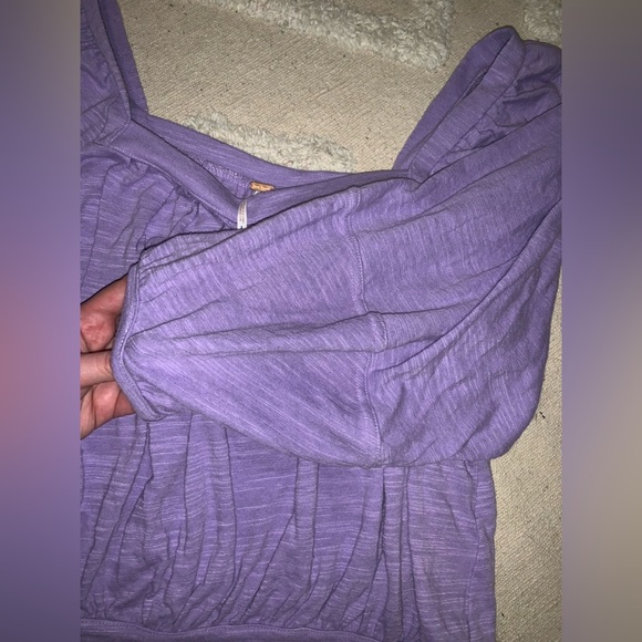 Free people bell sleeve lavender square neck top boho casual classic Spring M - Picture 6 of 6